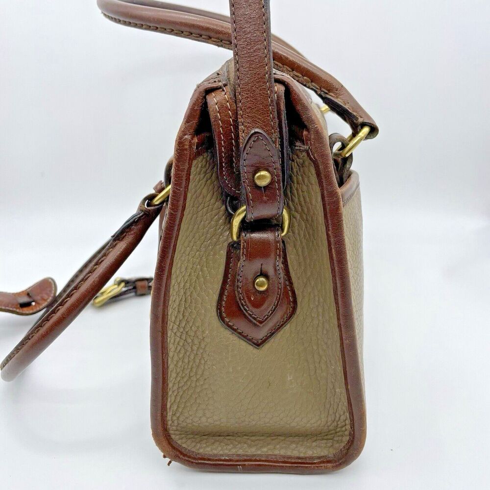 Dooney & Bourke All Weather Leather Boston Satchel Bag Taupe Burnt Cedar Vtg 80s - Picture 3 of 16